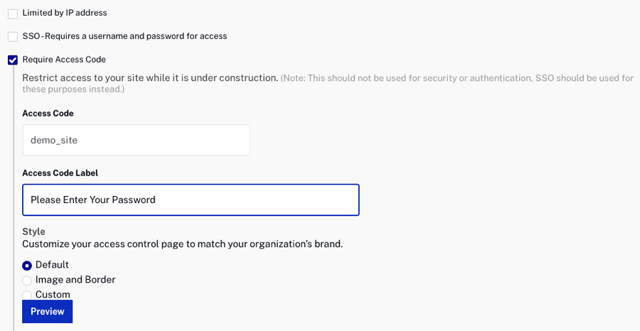 configure access code